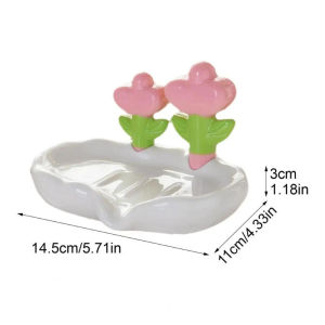 Tulip Design Drain Soap Dish Anti-slip with Drainage Trough Soap Tray For Bathroom Decoration