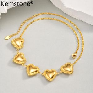 Kemstone Gold Plated Stainless Steel Necklace for Women Lucky Clover and Heart Chain Jewelry