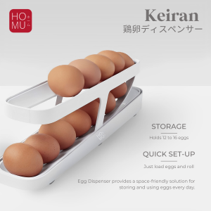 HOMU Keiran Fridge Egg Dispenser 2 Tier Rak Kulkas Dispenser Telur 2 Tingkat