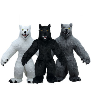 Inflatable Plush Wolf Mascot Costume Animal Carnival Halloween Adult Cosplay Fancy Costume Set