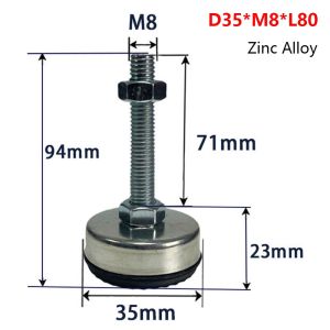 WENKEN 1Pcs 304 Stainless Steel Furniture Leveling Foot Rubber Seat M8 M10 M12 M14 Adjustable Leveling Foot Durable Fixed Adjusting Table Leg Leveler for Machine Tool Stability