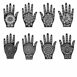 Mehendi Hand Stencil Set | Multiple Floral & Mandala Designs for Easy Henna Application | Reusable Template Pack (Set of 3 Pcs)