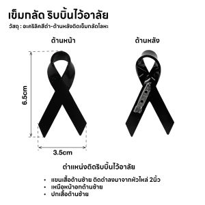 แพ็ค 10 ชิ้น เข็มกลัดไว้อาลัย โบว์ไว้อาลัย โบว์ติดหน้าอก โบว์เข็มกลัดไว้ทุกข์ ริบบิ้นไว้อาลัย