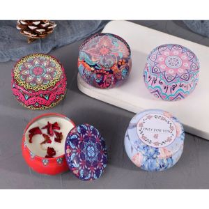 Nến Thơm Mini Decor Phòng Tinh Dầu Thiên Nhiên Sáp Đậu Nành Hộp Thiếc Vintage