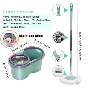 Trove Spin Mop With Spinner and Bucket Magic Mop 360 Easy Rotating Mop Cleaning Mop With Spin and Buck Tornado Mop