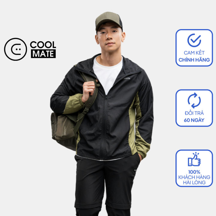 ATR Áo khoác gió nam thể thao trượt nước phối màu trượt nước, chống tia UV - Thương hiệu Coolmate ET34