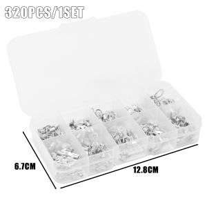 320Pcs/Box 10 In 1 Terminals Non-Insulated Ring Fork U-type Brass Terminals Assortment Kit Cable Wire Connector Crimp Spade