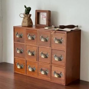 xpkQ Solid Wood Material Storage Racks Drawer Type Organizer Chinese Herb Dustproof Cabinet Home Living Room Decoration Storage Tool R6P8Q
