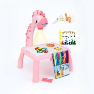 Music & light children Projector Painting Table giraffe fun graffiti board kids toy colorful pen papan lukis kanak kanak