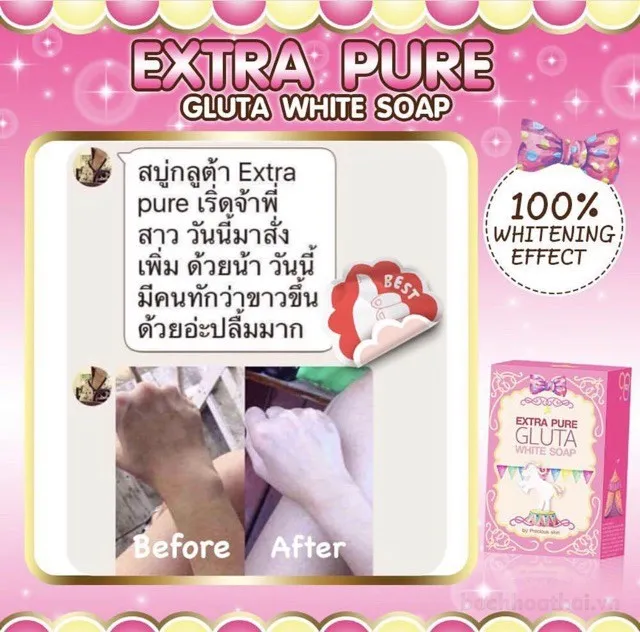 xà phòng glutathione Xà phòng trắng da bật tone Glutathione Bunnie. bản vỏ tiếng việt extra pure  white soap gluta