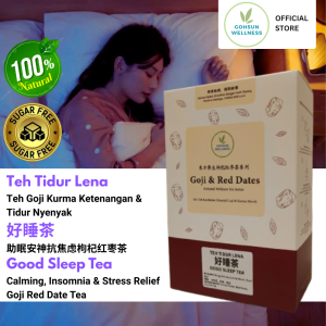 【GOHSUN WELLNESS】Teh Tidur Lena 10s 好睡茶 安神助眠合欢花枸杞红枣茶 10s Good Sleep Tea 10 teabags - Mind Calming Goji Red Date Albizia Flower Herbal Tea * Stress Depression Anxiety Mood Aid Insomnia Bliss Tea Flower Tea Fruit Tea Sleeping Tea Sleep Tea*