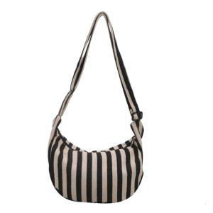 Stylish Striped Canvas Crossbody Bag for Women Practical Shoulder Bags Satchel for Shopping Office and Casual Travel