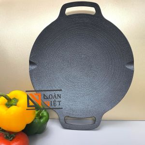 Kèm Túi - Chảo NƯỚNG CHỐNG DÍNH ECORAMIC VÂN ĐÁ HÌNH XOẮN ỐC GANG ĐÚC NGUYÊN KHỐI 33cm - Phong cách Hàn Quốc an toàn cho sức khoẻ