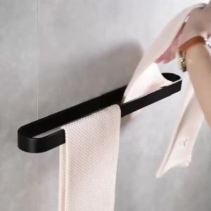 LDIES 30-50cm Black Bath Towel Holder Bathroom Towel Rack No Punch Towel Rail Rack Towel Holder Bathroom Storage Shelf EL65B H6K7Q