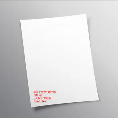 Giấy In Màu Trắng Khổ A4 - Độ Dày 70gsm/105gsm/125gsm - Xấp 100 Tờ