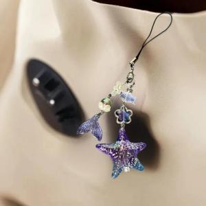 YAFEN Purple Starfish Phone Chain Sweet Cool Fishtail Charm Earphone Case Pendant Camera Lanyard Strap Bag Decor