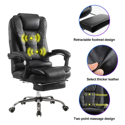 【COD】olome Boss Chair With USB Massage Leather High Back Executive Office Chair Comfort Reclining Executive Chair