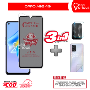 Tempered Glass Oppo A95 4G Anti Gores Spy Matte Privacy Free Camera Lesn dan Skin Carbon
