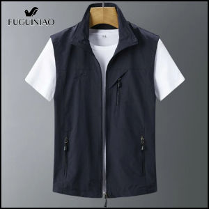 Fuguiniao เสื้อกั๊กผู้ชายขายดีกลางแจ้งมีกระเป๋าหลายใบเสื้อเดินป่าออกค่ายฤดูร้อนตกปลาถ่ายภาพสินค้าที่มีกลยุทธ์เสื้อกั๊กตกปลา