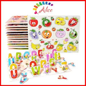 [HCM]Combo 3 bảng ghép hình núm gỗ - Đồ chơi thông minh cho bé