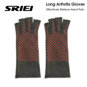 SRIEI 1Pair Arthritis Compression Gloves Anti-Slip Glue Dot Gloves Open Fingers Compression Gloves Hand Wrist Support for Hand Arthritis Carpal Tunnel Pain