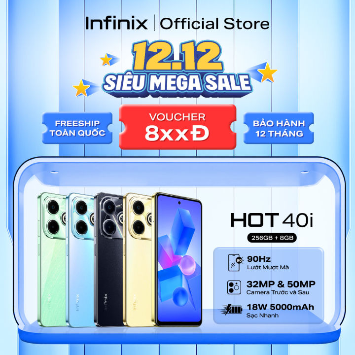 [CHÍNH HÃNG] Infinix HOT 40i | 8GB/256GB | Màn hình 90Hz | Camera AI ...