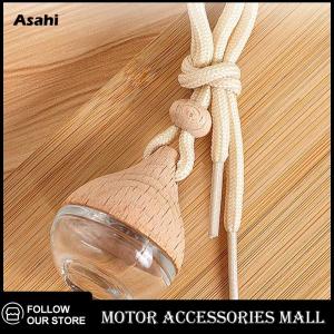 💖💓【Special price】💖💓Asahi Motor ขวดแก้วใส่น้ำหอมปรับอากาศในรถยนต์ขนาด6มล. พร้อมฝาไม้ขวดน้ำมันหอมระเหยสำหรับรถยนต์เติมได้