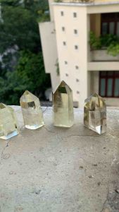Trụ thạch anh vàng pha lê vân đá đẹp - NATURAL CITRINE POINT