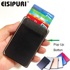 Fashion Aluminum Smart Wallet With Elasticity Pouch Slim RFID Anti-theft Pop-up Push Button Card Holder Name Card Case