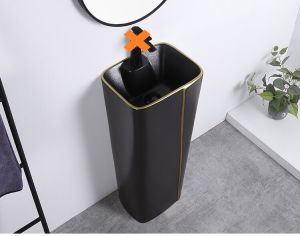 LAVABO TRỤ MÀU ĐEN SỌC VÀNG