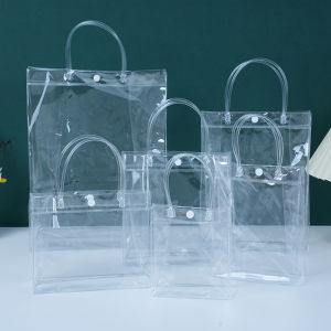 Gift PVC tote bag transparent and snap on gift beverage waterproof and dustproof packaging bag