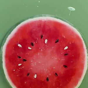 Hand drawn watermelon fan check-in photo prop summer fruit ball fan handmade DIY fan