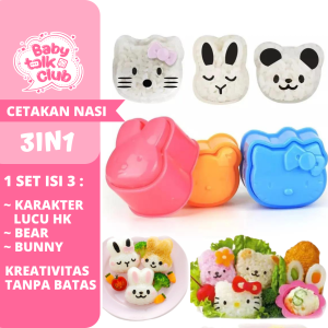 Cetakan Bekal Nasi Bento Rice Mold 3in1 Perlengkapan Dapur