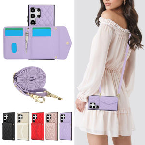 Crossbody Cards Solt Wallet Leather Rfid Case For Samsung Galaxy A55 A15 A35 A25 S24 Ultra S23 Plus S22 S21 Triple Fold Cover
