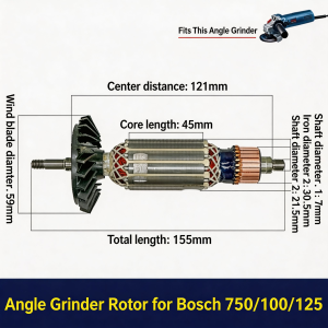 Original Armature Rotor Replacement Power Tool Parts Angle Grinder Armature Rotor Bo sch GWS 750-100 / GWS 750-125 Angle Grinder Armature Rotor Spare Part