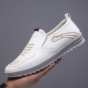 MenS Leather Shoes 2025 Spring/Summer New Fashionable Textured Stitched Loafers Non-Slip Business Soft Sole Driving Shoes For Men