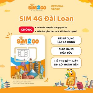SIM du lịch Đài Loan - 7 đến 15 ngày - Không cần đăng ký  - Tặng que chọc SIM - SIM chưa kích hoạt - SIM2GO