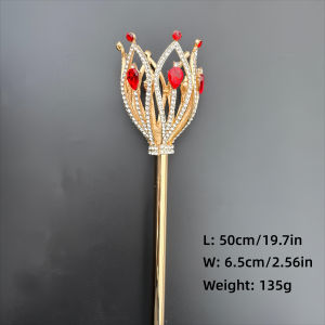 Sparkling Rhinestone King&Queen Scepter Cosplay Prop Magic Wand Wedding Prom Costume Party Accessory