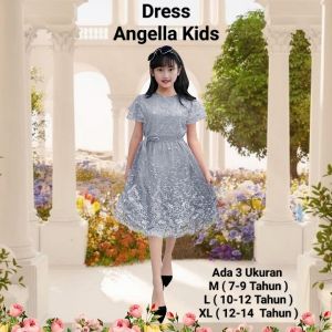 Dress Anak Perempuan dan Abg Perempuan Terbaru Model Mewah Untuk Pesta dan Kondangan Full Brokat Mutiara/Dress Angella Kids 7-14 Tahun/Gaun Natal Anak Dan Abg Perempuan