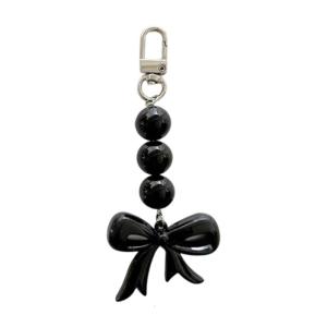 Acrylic Bowknot Pendant Keychain With Colorful Beads Lightweight Bag Ornament For Daily Use And Special Occasions
