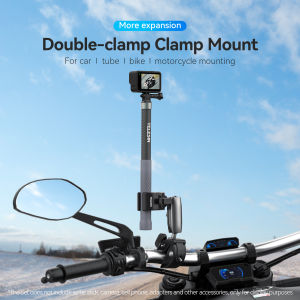 Viltrox TELESIN GP-HBM-001-D Camera Mounts Clamp Mount Bicycle Handlebar Adapter Mount Aluminum Alloy with Dual 360°Rotatable Ball Head with Rubber Pads for Motorcycle/ Bycicle/ Monitor/ Selfie Stand