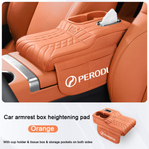 Car Armrest Box Cushion With 2 Cup Holder And Tissue Box & Side Pocket Elbow Rest Armrest Heightening Pad Cover For erodua Viva Bezza Axia Ativa Aruz Alza Myvi Kancil Car Interior