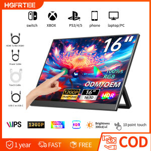 HGFRTEE 16 Inch Portable Monitor Touch Screen for Laptop Extension 1200P Portable Screen Display