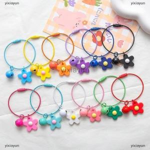 [COD] yixiayun Candy Colors Flowers Key Chain Sweet Wire Rope Pendant With Bell Car Key Ring Backpack Charms Bag Decor