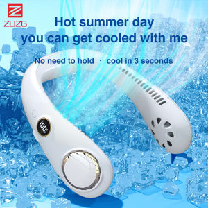 ZUZG LED จอแสดงผลดิจิตอลแบบพกพากีฬาหัวพัดลมแขวนคอUSB ชาร์จ2000/3000MAh พัดลมขนาดเล็กแฮนด์ฟรีพัดลมพกพาพัดลมพกพาหูฟังออกแบบมินิ USB พัดลมพัดลมสวมใส่ภายนอกสำหรับกีฬากลางแจ้ง