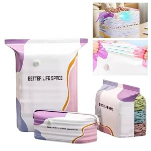 JURHOMIE No Pump Vacuum Storage Bags Dust-proof Large Capacity Seal Compression Bag Portable Press Seal Clothing Seal Bag Travel Accessories