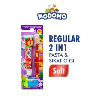 KODOMO Sikat Gigi Reguler 2 IN 1 - Random Color/Motif