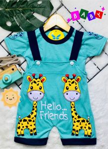 Jumpsuit Bayi Jumper Bayi Newborn 0-9 bulan motif Karakter JERAPAH FRIENDS max BB 8kg