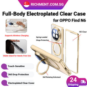 【✅SG Brand】RICHMENT Magnetic Case with Built-in Tempered Glass for OPPO Find N6 HD Clear / Privacy Anti Spy Screen Protector 360° Rotating Stand Shockproof Full Body Hinge Protection Wireless Charging Compatible Cover