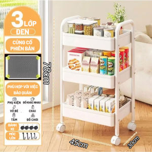 [100% Sắt] Xe Đẩy Spa 3 Tầng Đa Năng Vật liệu thép carbon Có Bánh Xe Kệ sắt đa năng Chịu tải trọng 300kg Xe đẩy đựng đồ